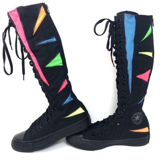 rainbow knee high converse